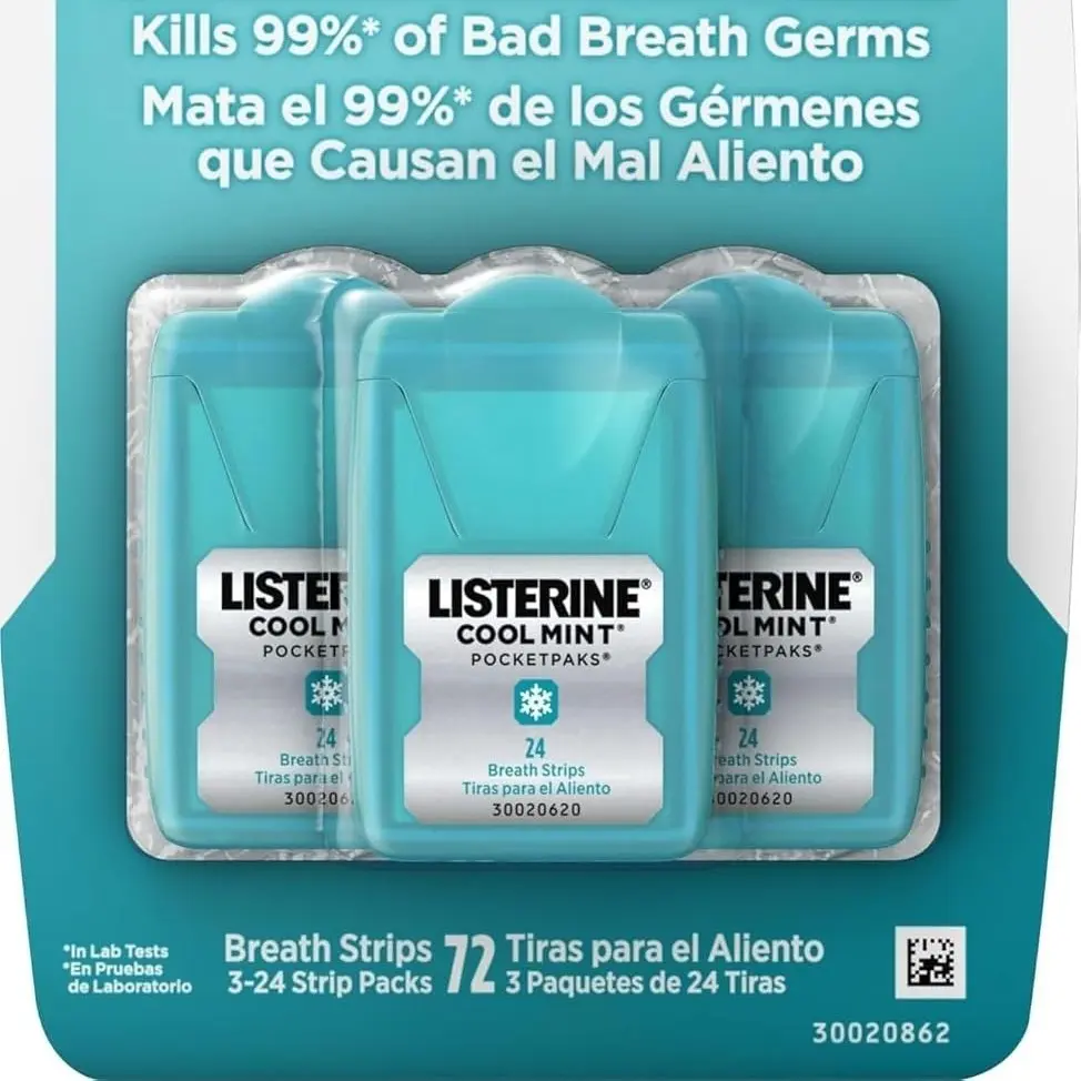 Cool Mint Breath Strips (3 Pack / 72 Strips Total) - Instant Dissolving Oral Care Strips & Travel Breath Freshener