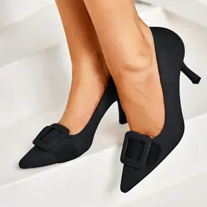 Women's Classic Black Closed Pointed Toe Stiletto Heeled Pumps - Classy Footwear for Wedding, Party Events (All Seasons Fashion Shoe)