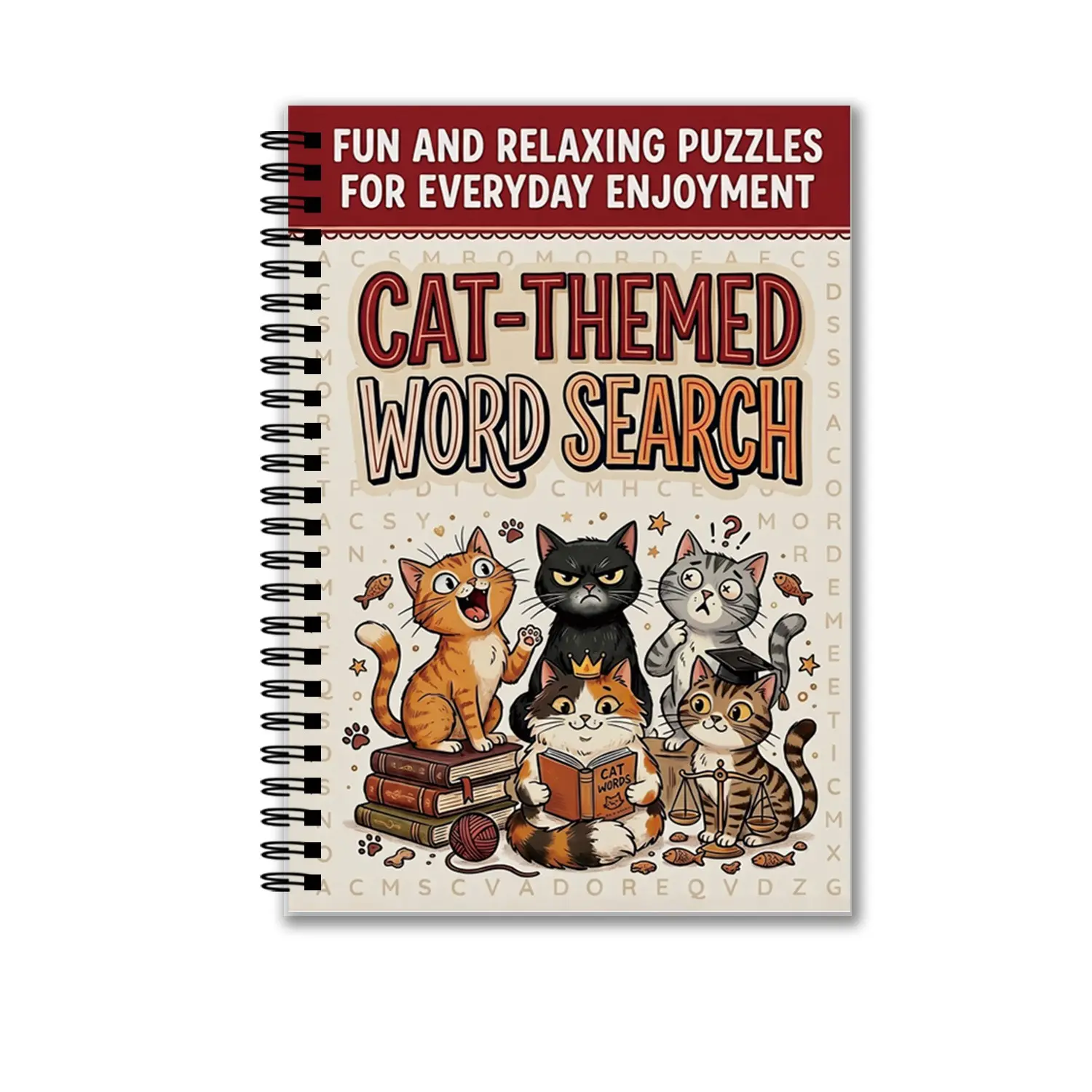 Cat Lovers Crossword Journal, Relaxing Brain Teaser for Cat Moms, Large Print Notebook, Fun Facts About Cats, Ideal Gift for Cat Owners