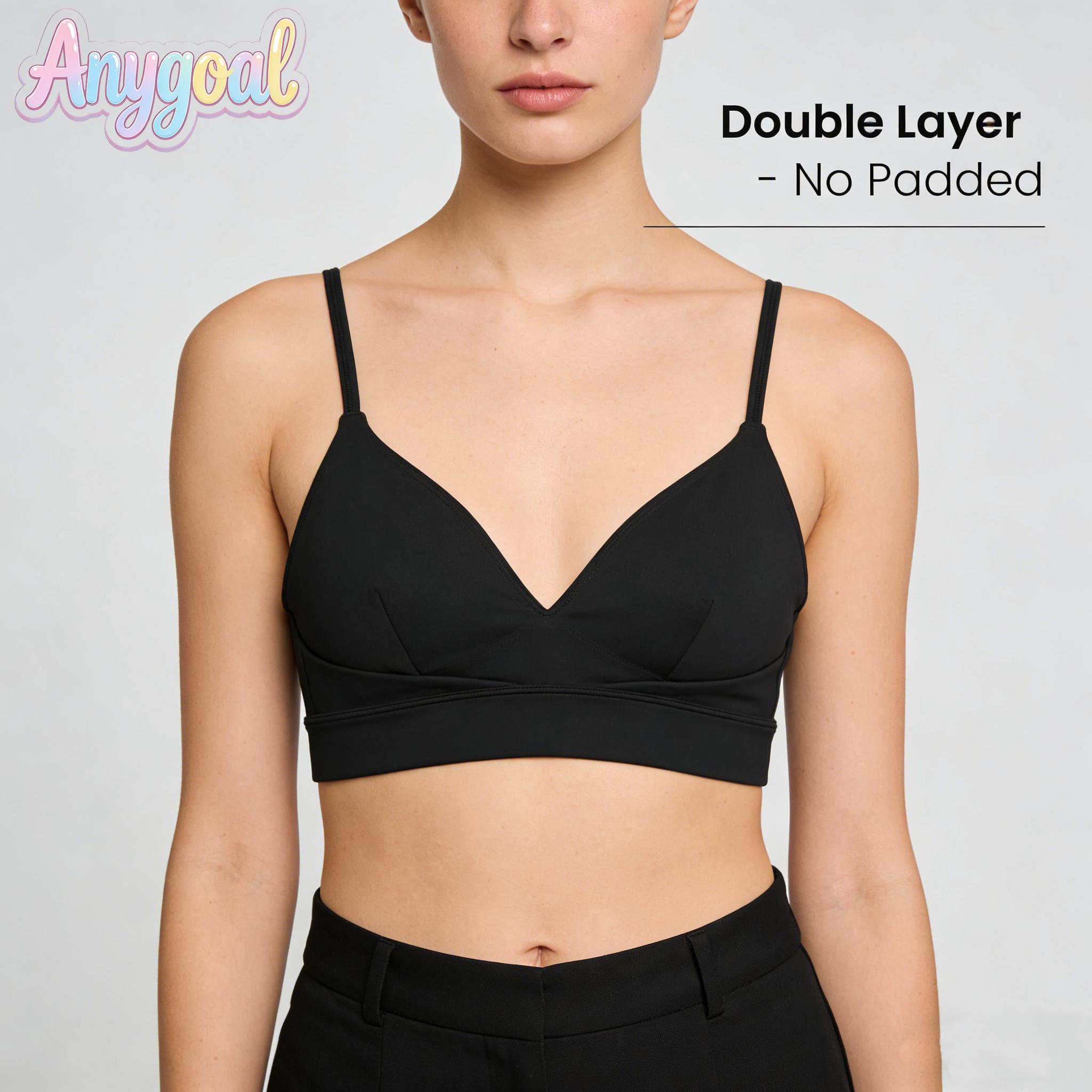 ANYGOAL  Women's bikini top,  tankini swimsuit top, black beach and pool swimwear top, summe swimsuits bikinis swim top Women's Black Criss Cross Swim Top | Trendy 2026 V-Neck