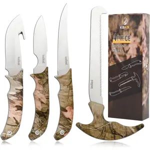 Field Dressing Kit Hunting Knife Set, Portable Butcher Game Processing Set with Gut-Hook Skinning Knife, Caping & Boning Knives for Hunting Survival Fishing Camping Hunting Gifts for Men