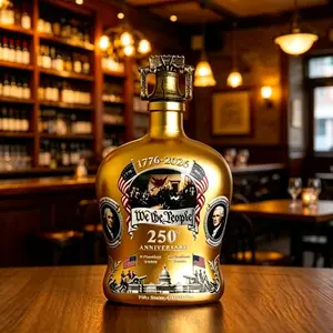 Commemorative 250th Anniversary American Patriotic Whiskey Bottle, Perfect for Bar Cart & Home Decor, Unique Gift Idea