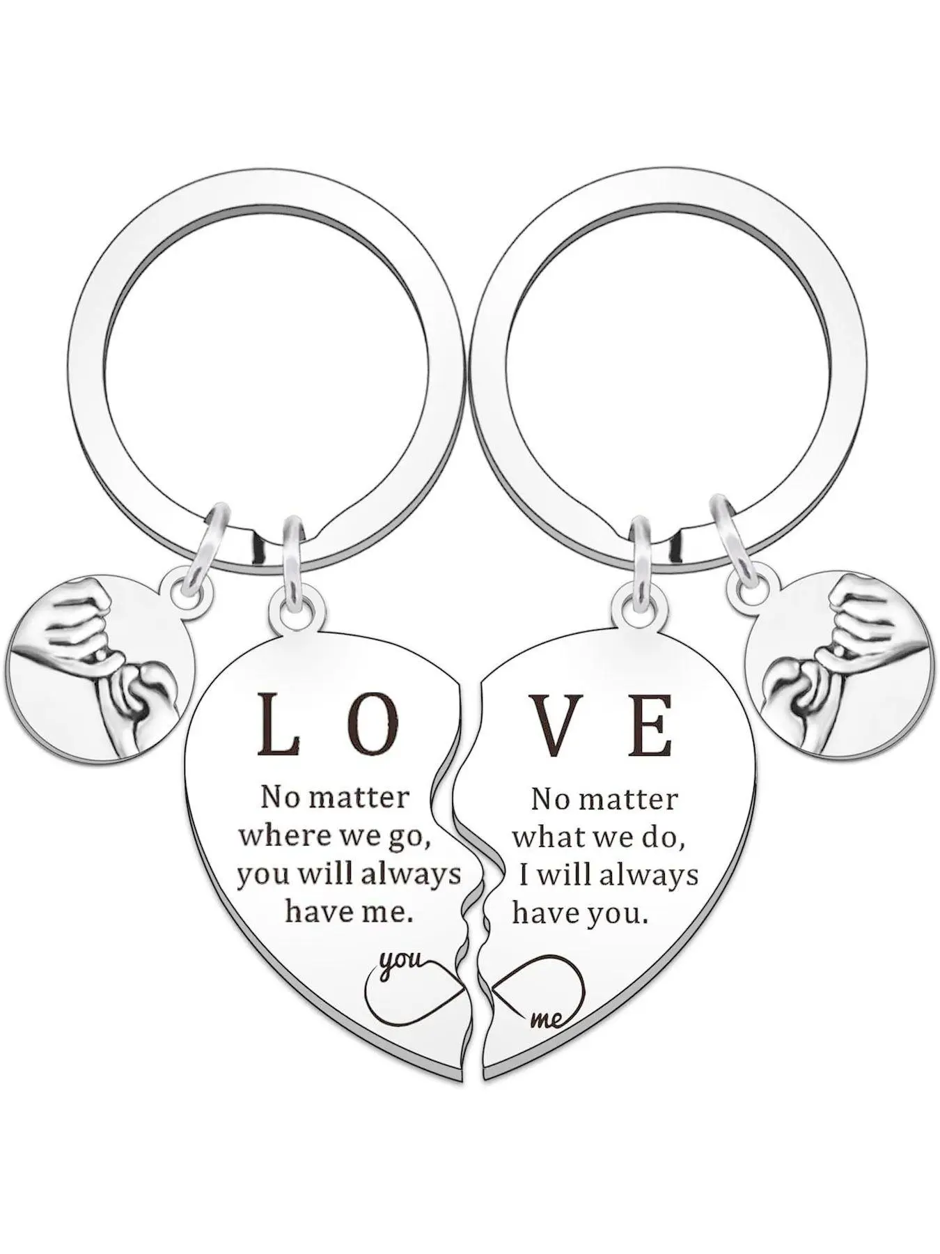 Couple Keychain, Heart Design Keychain, Heart Shaped Stainless Steel Keychain for Boyfriend, Husband, Accessories for Daily Use, Charms Keychain for Birthday Gift, Valentine's Day, Keychain Jewelry, Keychain Set