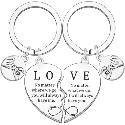 Couple Keychain, Heart Design Keychain, Heart Shaped Stainless Steel Keychain for Boyfriend, Husband, Accessories for Daily Use, Charms Keychain for Birthday Gift, Valentine's Day, Keychain Jewelry, Keychain Set