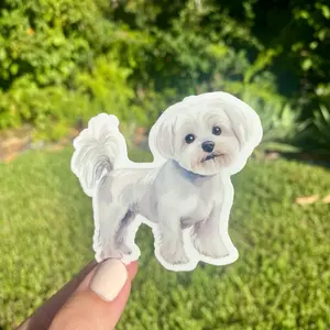 Classic Maltese Vinyl Sticker, 3x2.5in