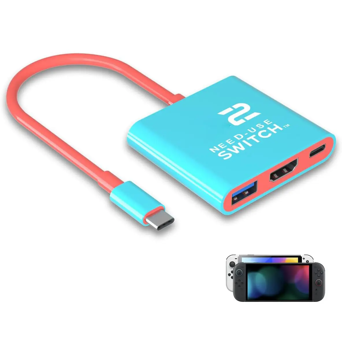 SWITCH 2 Docking Station, Portable HDMI TV Dock Adapter for Nintendo Switch 1/2, Steam Deck, ROG Ally, Legion Go – USB-C to HDMI 2.0, 4K60Hz Output, USB 3.0 Port, Supports Switch OLED & Latest Firmware 21.0.0