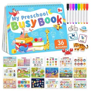 Toddler Busy Book Ages 3-5 | Montessori Learning Activities, Tracing & Coloring Book, Travel Toy, Preschool Educational Gift (