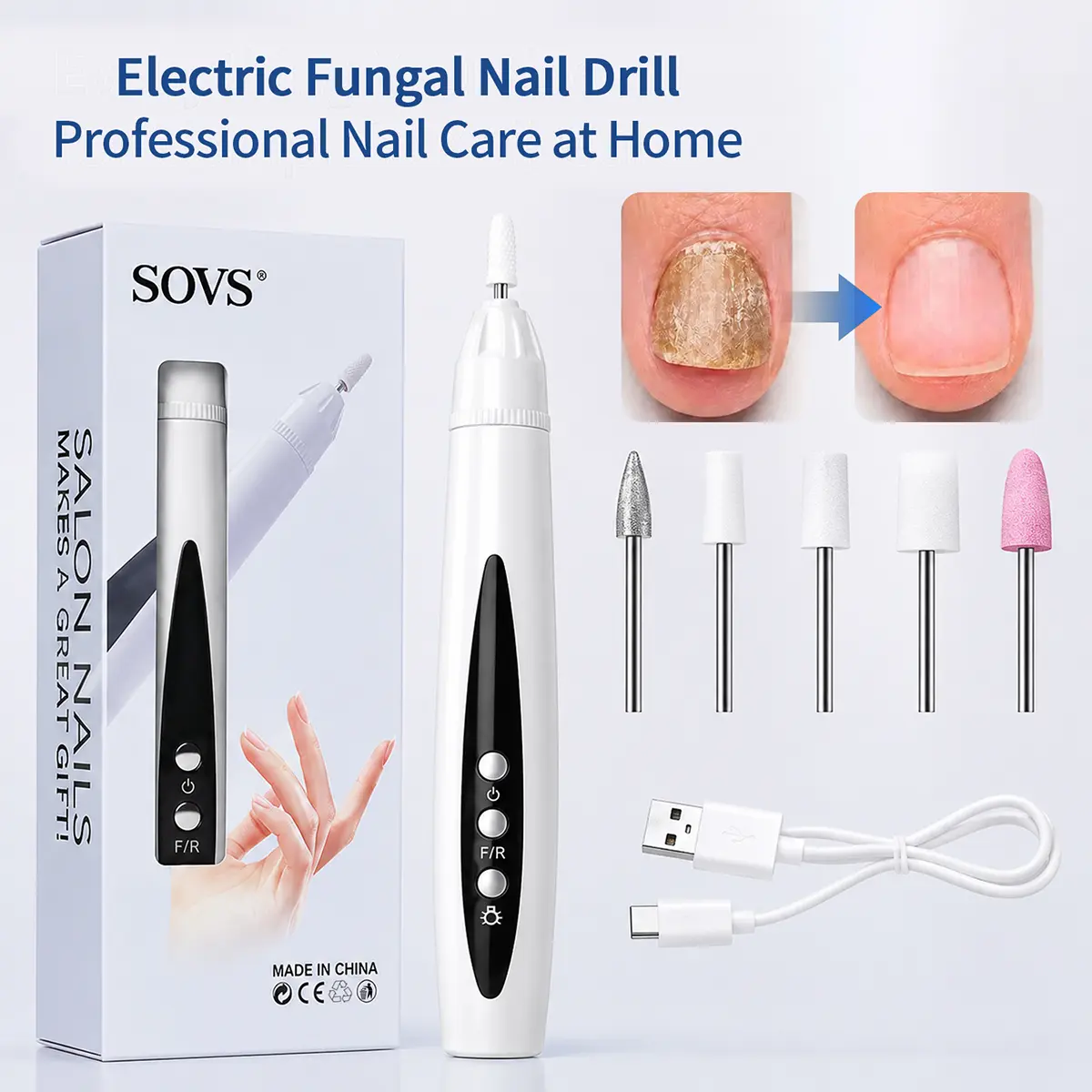 SOVS Electric Nail Drill Machine, Professional Manicure Pedicure Tool, Portable Nail File for At-Home Nail Grooming | Beauty Personal Care Accessory#SohoChic
