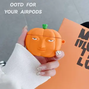 Funny Pumpkin AirPods Case |   PVC Halloween Earphone Cover for AirPods 2, Quirky, One-of-a-Kind, and Oddly Adorable, Your New Favorite Conversation Starter for Niche Fashion Lovers, Creative Halloween Gift, Spooky Season Essential,AirPods 4,AirPods pro