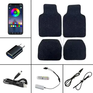 Waterproof Car Floor Mats 4PC with RGB Lights, 100+ Colors & Multiple Lighting Modes, USB Powered, Universal Fit, Non-Slip Protection for Enhanced Driving Experience