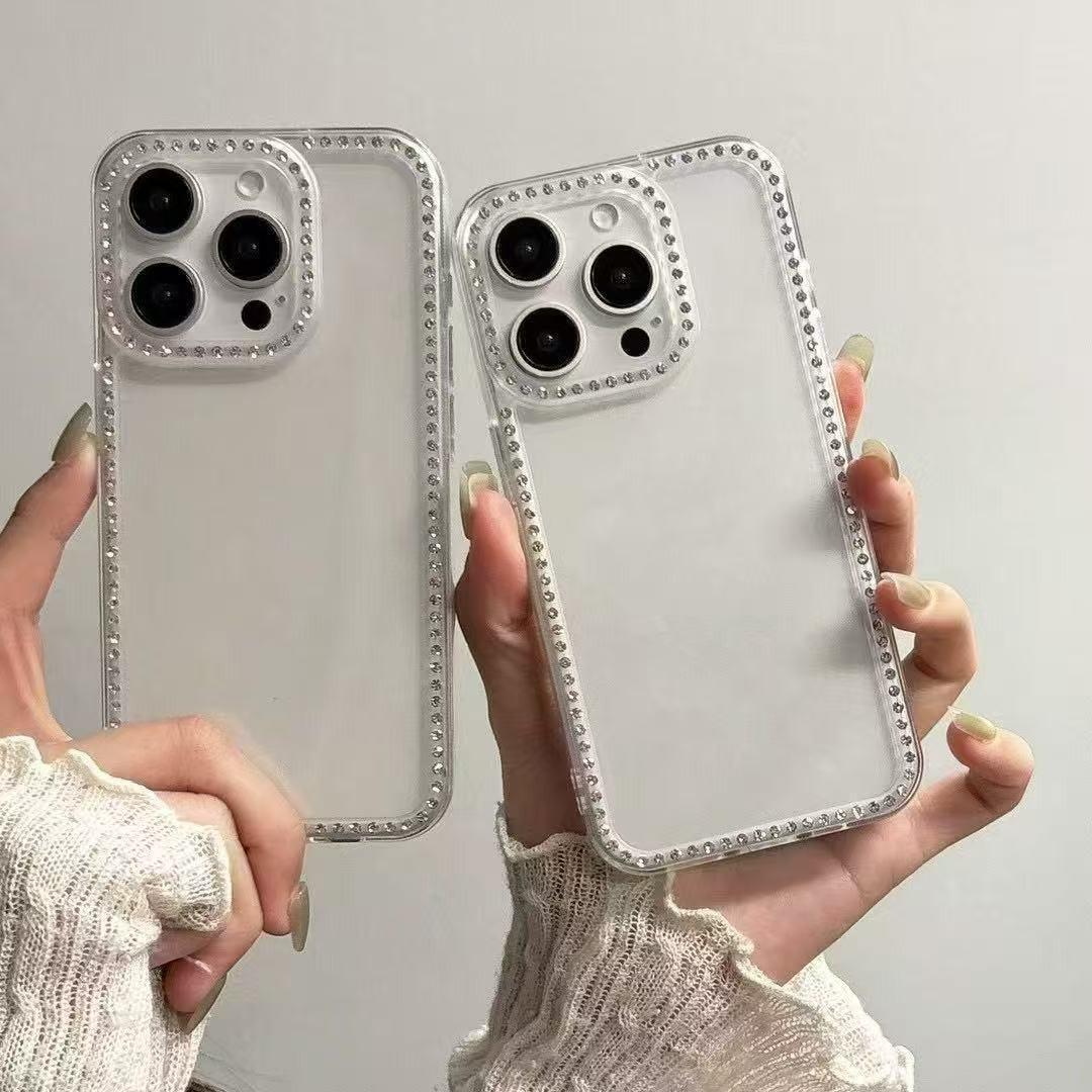 【Cute】Luxury Bling Diamond Rhinestone Clear iPhone Case, Glitter Sparkle 3D Gem Design Soft Silicone Cover, Anti-Scratch Shockproof Protective Case For iPhone 12 13 14 15 16 17 Pro ProMax Plus, Cute Fashion Girly Case For Women Girls