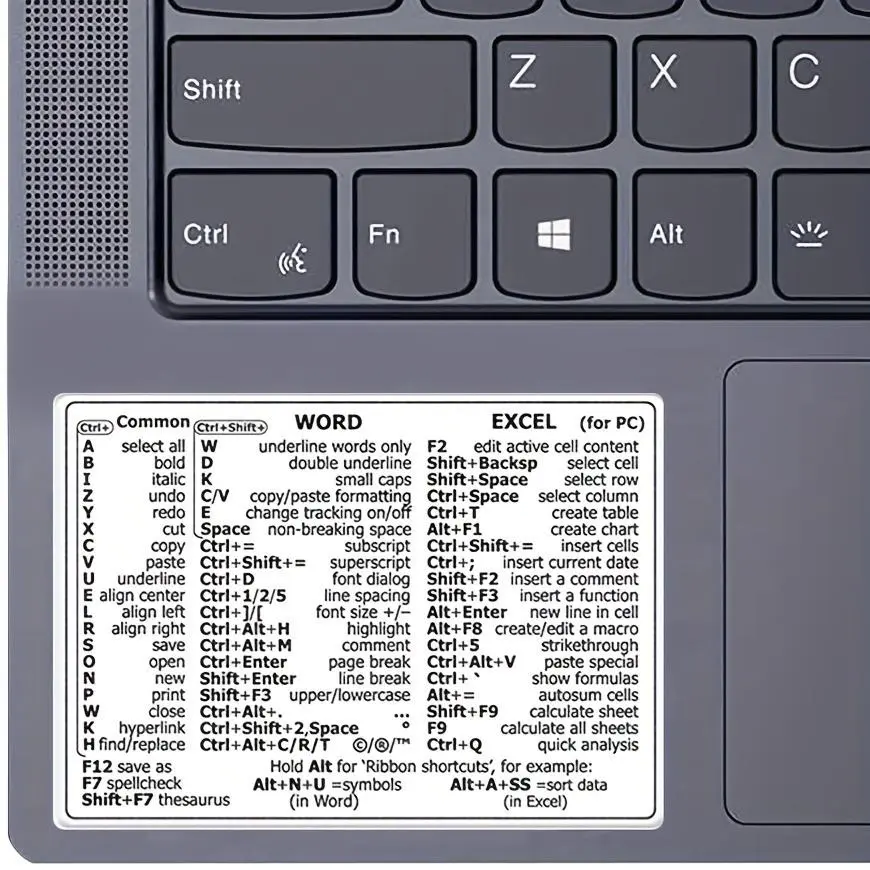 Keyboard Shortcut Sticker, 1 Count Shortcut Sticker for Word and Excel, Bookmark Sticker for Laptop Computer, Office Stationery & Supplies