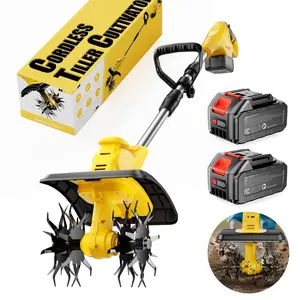 20V Cordless TillerCultivator, 360 RPM, With 2x4.0AH3Batteries & Charger, 9 inch Width, outdoorfun