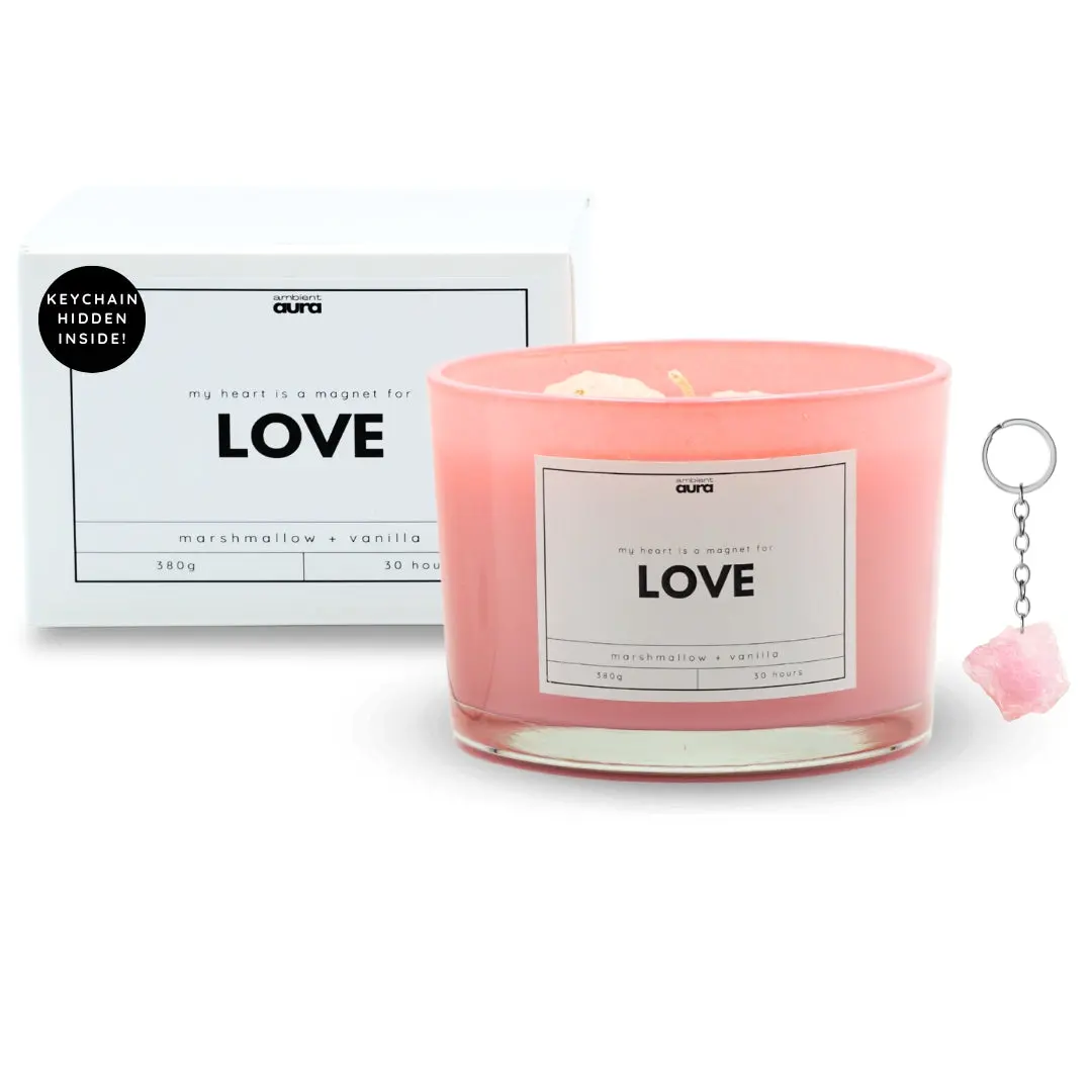 Ambient Aura Love Rose Quartz Crystal Surprise Candle