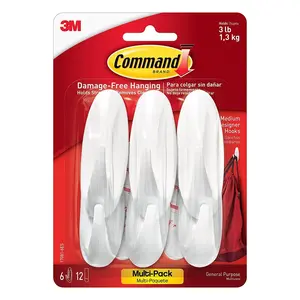 3M 614388 Hook Wall Mediu Value Pack - White