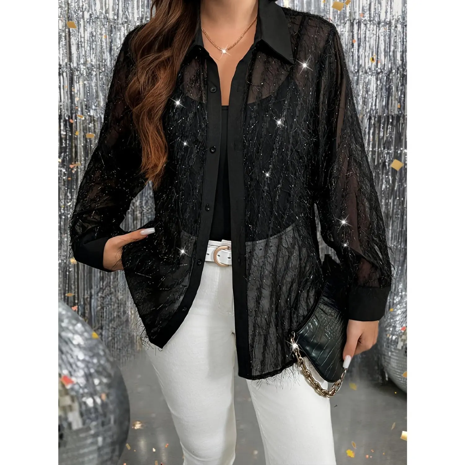 Fringe Button Up Long Sleeve Shirt