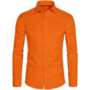 Stretch Mens Slim Fit Dress Shirts Formal Long Sleeve Button Down ShirtsGift
