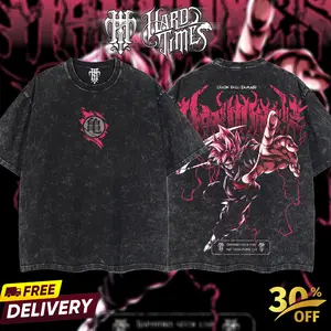 HardTimesClothing Blackg0ku  DB Retro Vintage Unisex Oversize Anime Manga Acid Washed Heavyweight Cotton T-shirt, Anime Merch, Gift For Anime Fan. Menswear Oversized