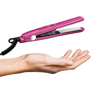 Terviiix Ceramic Mini 1/2 Inch Flat Iron, Dual Voltage Travel Flat Iron, Pink