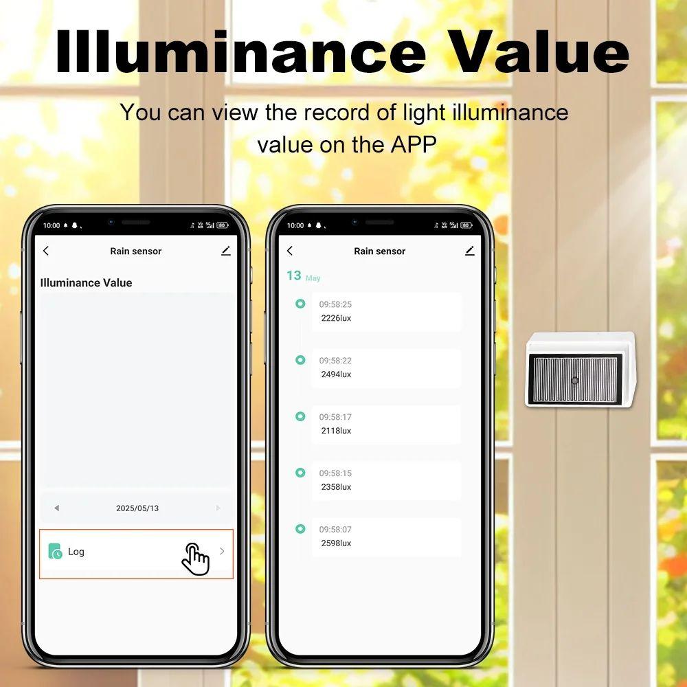 2 in 1 Tuya Zigbee Rain Sensor with Light Detector IPX4 Outdoor Waterproof Rain Detector work with Smart Life Home Assistant Z2M