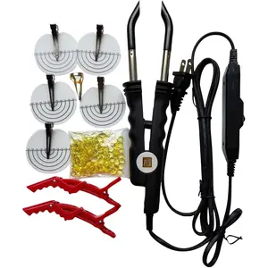 Fusion Extension Tools Hair Extension Connector Machine Pre Bonded  Flat Tips Heat Connector Wand Iron Full Tool Kit Hot Fusion Iron Bonding For Diy And Salon Use K Tip Black