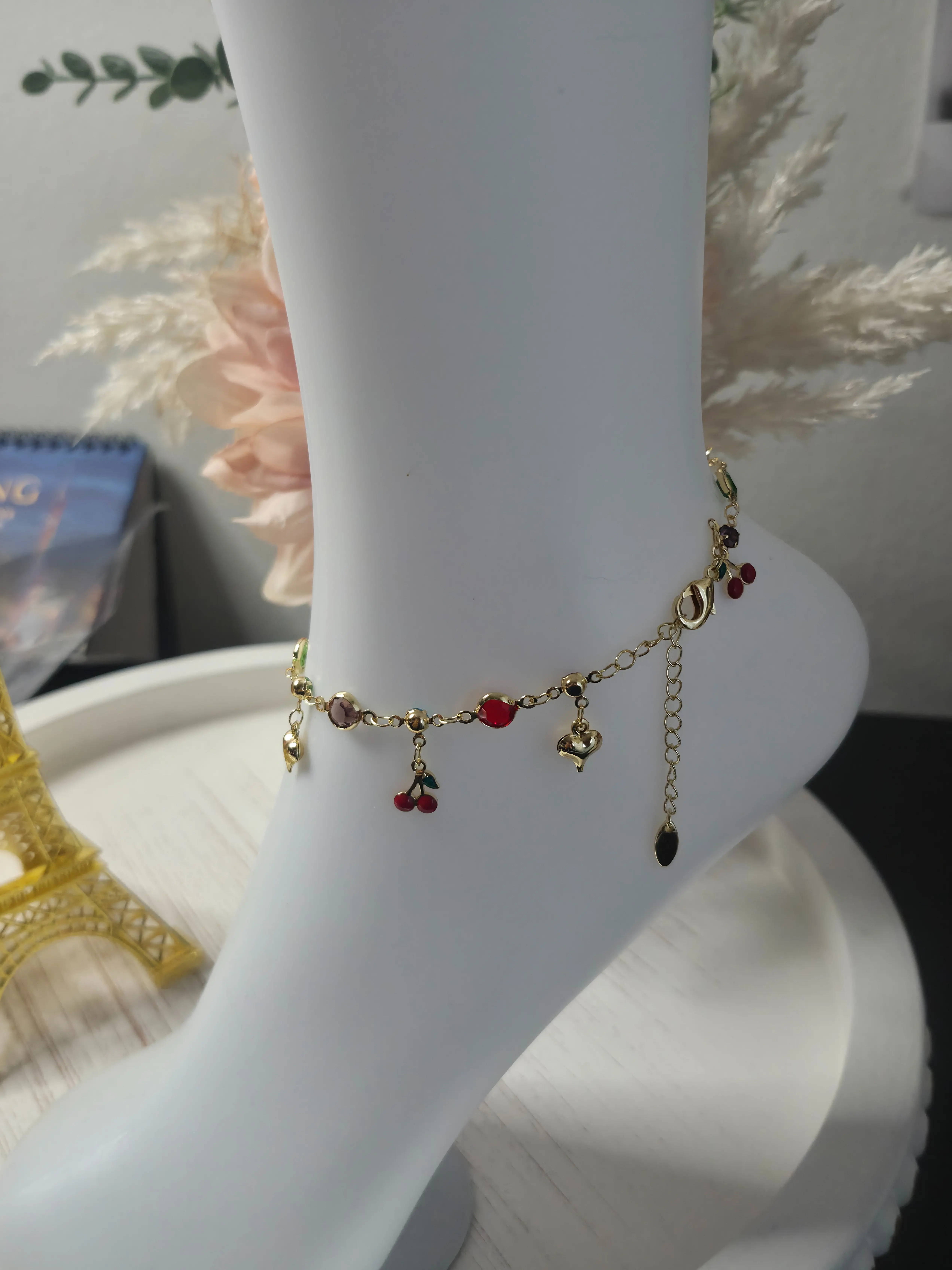 14K Laminated Gold Cherry Anklet