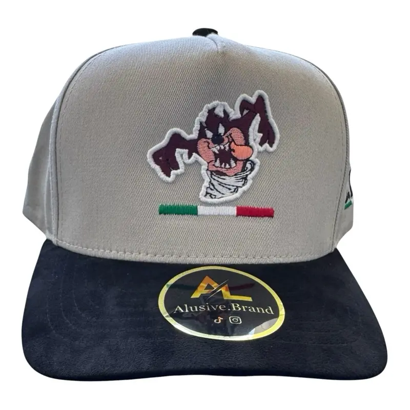 Alusive.Brand Monotasmania Tricolor Snapback Hat with Italian Flag Embroidery and Character Patch