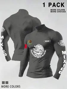 Men's High Elastic Athletic Fit Performance Top, Athletic T Shirt, Compression Sports Tee, Moisture-Wicking Fabric, Ideal for Powerlifting, Daily Sports, Casual Wear, Fall & Winter