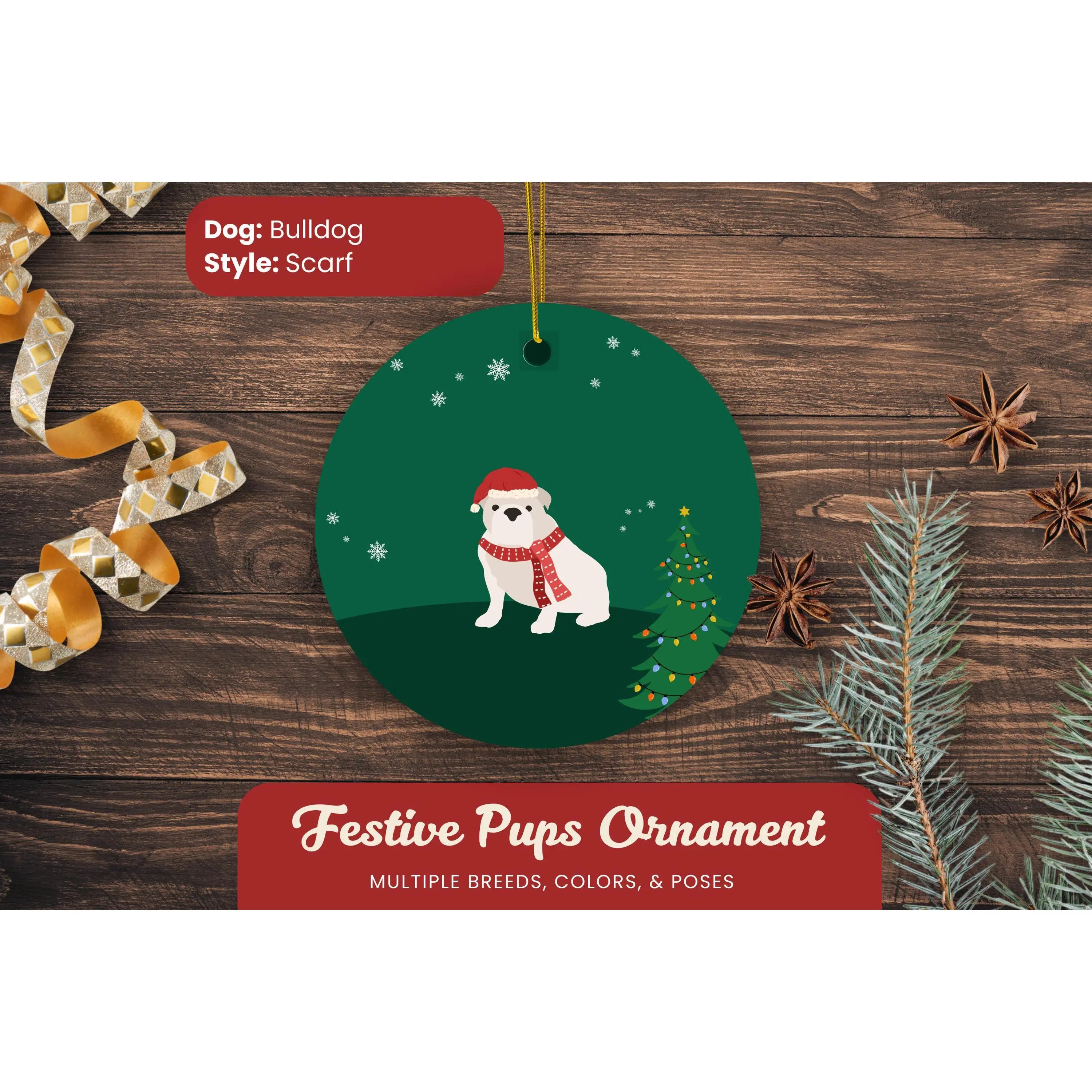 Personalized English Bull Dog Bulldog Name Ornaments, Perfect Custom Dog Mom Gifts, Christmas Tree Ideas, Holiday Decor Pet Decoration Ceramic