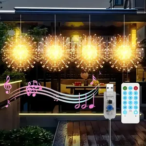 4-Piece Christmas Light Set, 120 LED Bulbs, Indoor/Outdoor Fairy Lights, USB Plug-in, 8 Lighting Modes, DIY Decorative Hanging Lights, Suitable for Gazebos, Courtyards, Parties, Weddings, Christmas Decorations