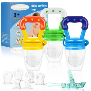 Baby Fruit Feeder/Fresh Food Feeder Pacifier (3 Pack)- Infant Teething Feeders |     Silicone Teether  Babies |     Baby Solid Food Pacifier Essentials  Babies Toddlers Infants Kids