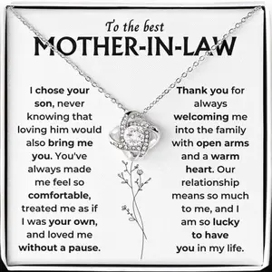 To My Mother-In-Law - "I Am Lucky To Have You" Love Knot Necklace Gift Set - MLW01 V9P