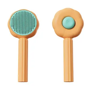 Pet Hair Cleaner Brush, 2026 New Self Cleaning Slicker Comb for Cats and Dogs, Long or Short Hair, Grooming Brush with Massage Bristles, Removes Tangles Loose Fur, Orange#A