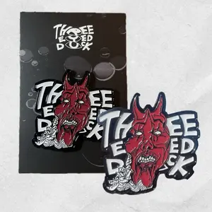Three Eyed Duck - Red demon logo enamel pin - streetwear