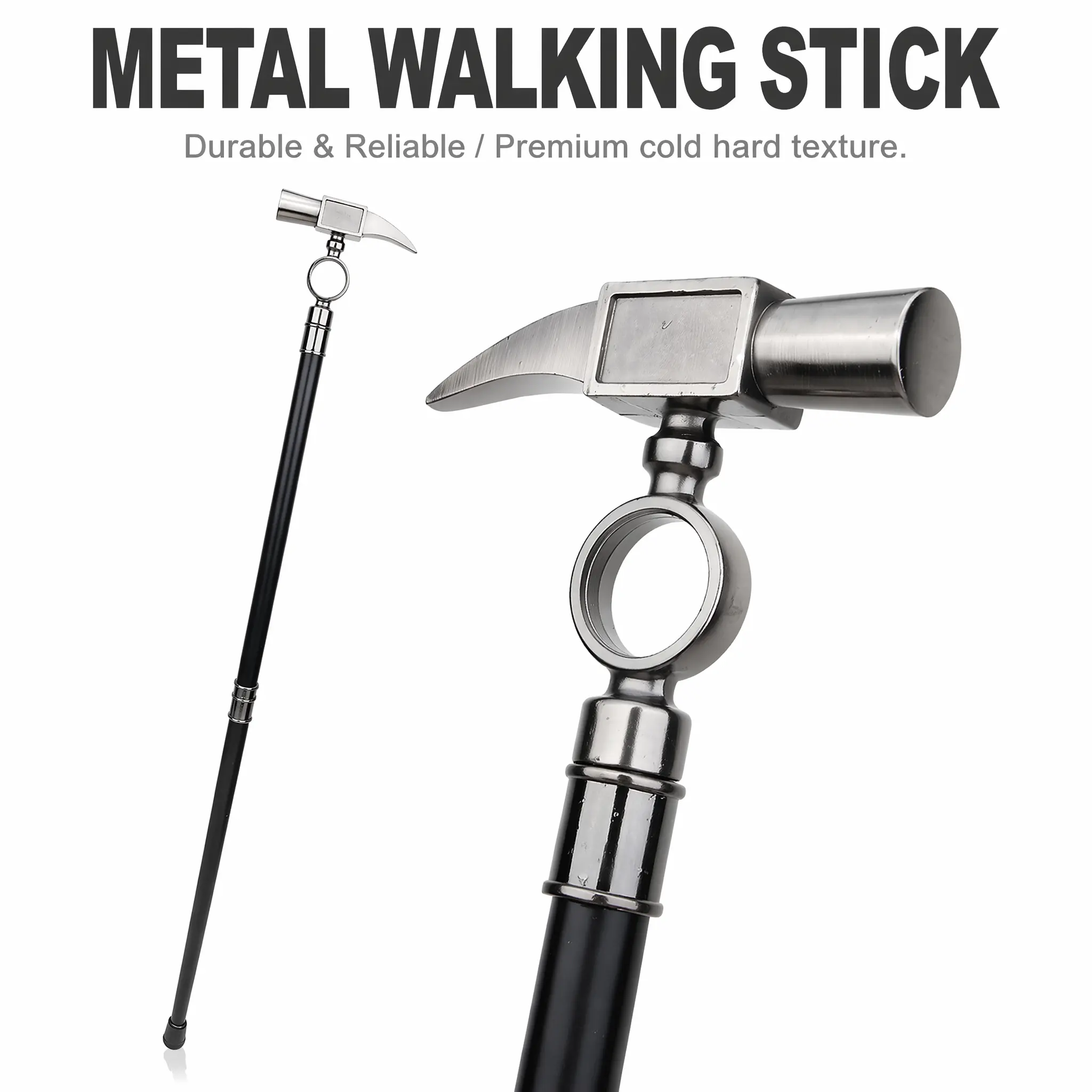 Walking Cane Silver Metal Unique Design for Daily Use Hiking Outdoor Walking Sturdy Support for Men and Women