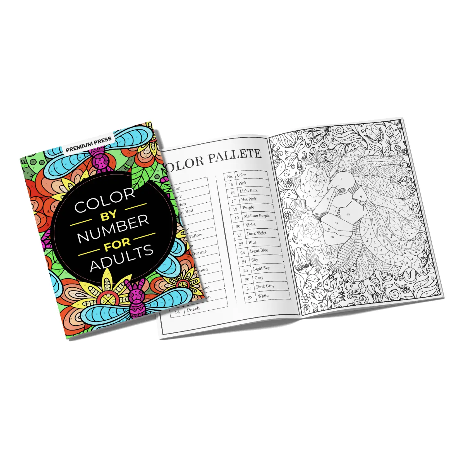 Color by Number Coloring Book for Adults - 75 Beautiful Images Including Flowers, Animals, Mandalas, Nature, Landscapes & More