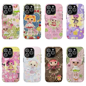 Polka Dot Gingham Print Nostalgic Childhood Doll Gift For Fans Lalaloopsy Art Tough Phone Case. Sweet Kawaii Pop Aesthetic Rugged Shockproof Protective Cover For iPhone 17 Pro Max 16 Air 15 14 13 12 11.