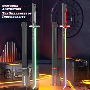 SparkBlade Samurai LED Lightsaber Toy Cyberpunk Katana 31.5 Inch Light Up Sword Prop with RGB Color Changing Sound Effects Rechargeable Battery Anime Cosplay Weapon Costume Festivals Party Gift for Teens Boys Light Saber Blade Dueling Toy Japanese Sword