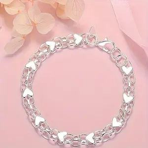 925 Sterling Silver Bracelet - Hypoallergenic, Durable & Perfect For Couples, Everyday Accessory|Boho Style|Hypoallergenic Bracelet bangle high  appearance  bracelet popular gift