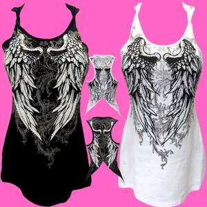 Split Tail Angel Wings  McBling Tank Top Halter Rhinestone Plus Size Casual Comfort Womenswear Crystal Fitted street  Graphic Stretchy Sleeveless Cotton Style y2k tank printed tee rodeo color shirt
