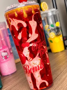Cherry Bomb Lava Snow Globe Tumber Red and Gold
