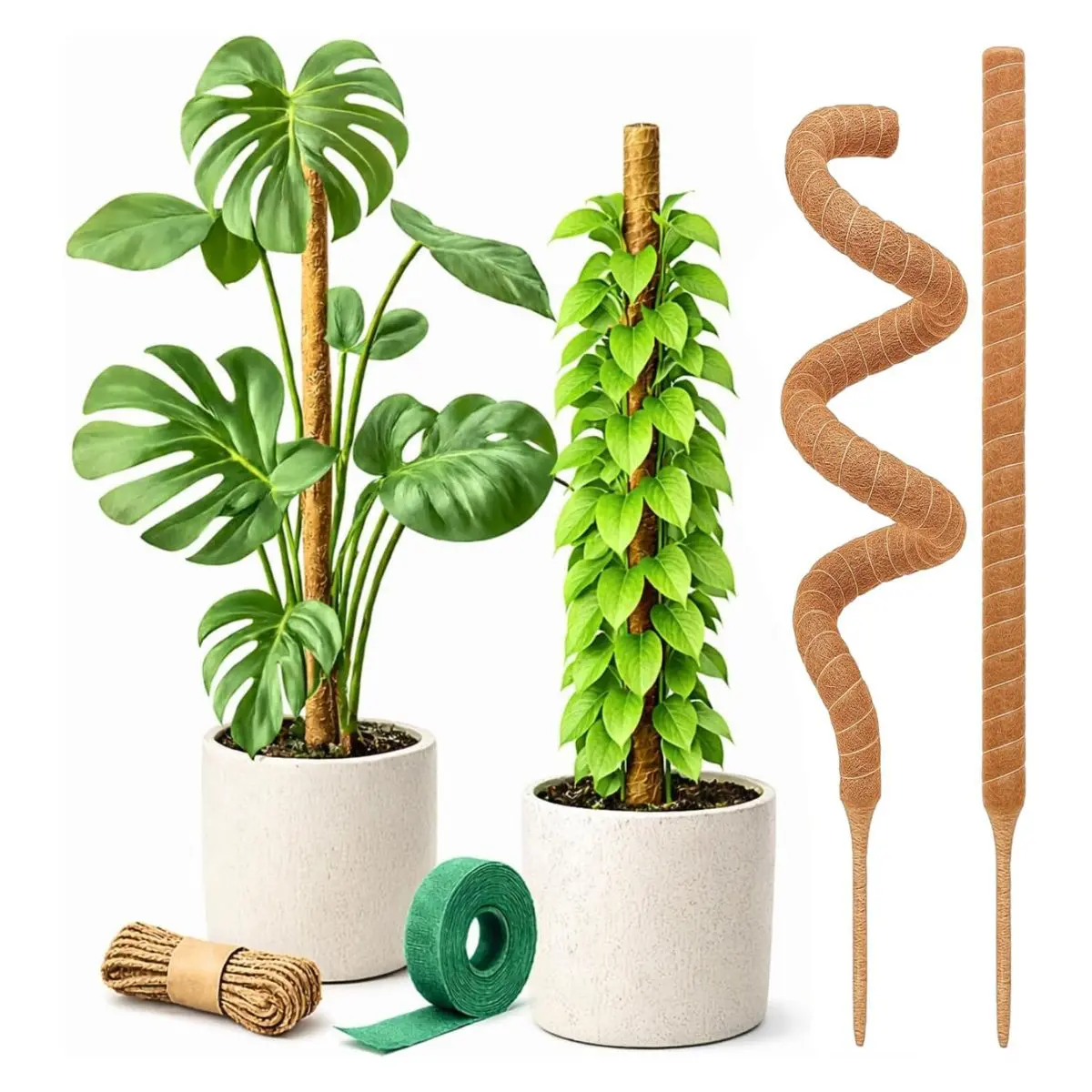 2 Pack Bendable Moss Pole Plant Support – 28 Inch Climbing Plant Stakes for Indoor Plants