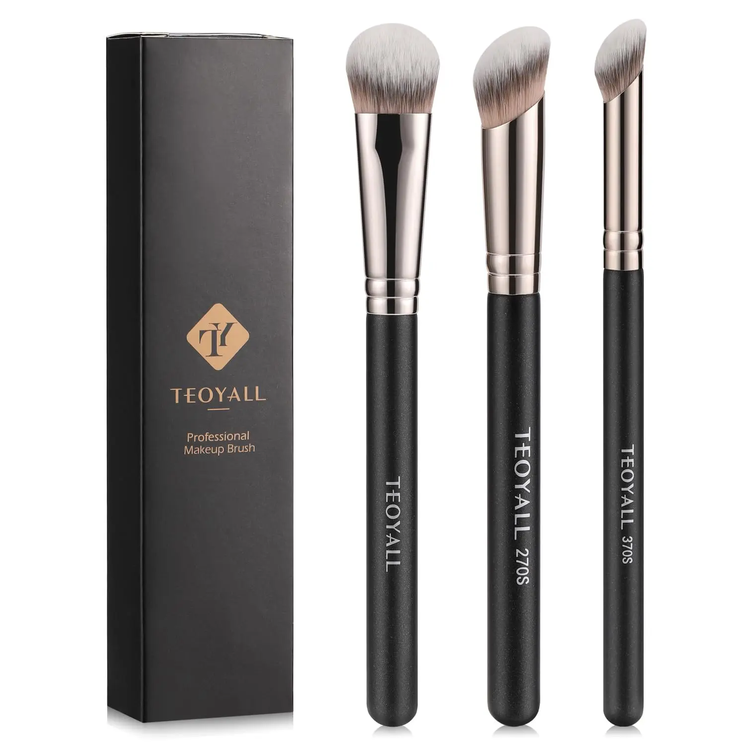 3Pcs Concealer Brush Set, Angled and Cat Paw Under Eye Brushes | Blends concealer under eyes. Hides dark circles and blemishes. Refines nose and inner corners. Liquid cream powder
