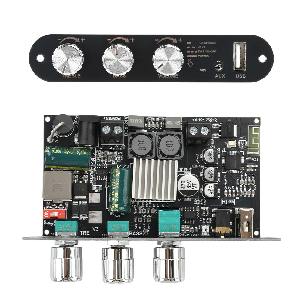 1PCS WUZHI AUDIO ZK-1001U Portable 100W Mono Wireless Bluetooth Audio Power Amplifier Module with USB, Stereo TWS Function, Protection, Adjustable Bass & Treble (TPA3116D2 Chip), Speaker