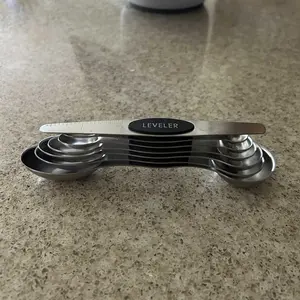 Stainless Steel Magnetic Spoons 7 Set with Leveler for Baking, Stackable Metallic Spice  Kitchen Utensils and Gadgets Measure Cups Measuring