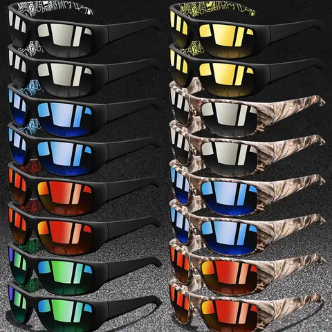 16 pairs of the latest model square sports glasses, Sporty Eyewear, suitable for both men and women,offering multiple color options,classic camouflage frame collocation rubber nose pad,stylish and comfortable design,ideal choice for outdoor activities