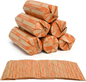 105 PCS Striped Flat Coin Wrappers Quarters Rolls Only, Orange (105 PCS - Quarters) No Brand