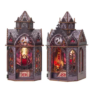 DIY Wooden Dollhouse Dragon Castle Magic Tower, Miniature Furniture Kit, 3D Building Model, Assemble Toy, Adult Christmas Gift[Longqi Tower]