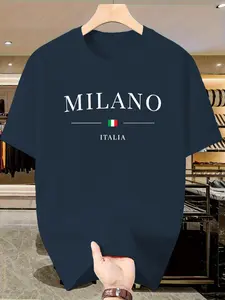 Trendy Unisex Milanese Italian T-Shirt, Casual Streetwear Top, Slim Fit Short Sleeve Tee, Perfect for Daily Wear & Urban Style