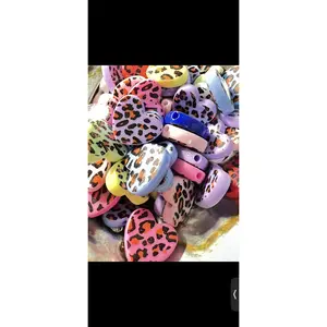 SB2-7 (10PCS) 20mm 3D Acrylic Leopard Heart Shaped Mixed Color Acrylic Beads For DIY